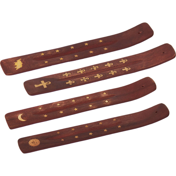 Wooden Incense Stick Holder, Brass Inlaid